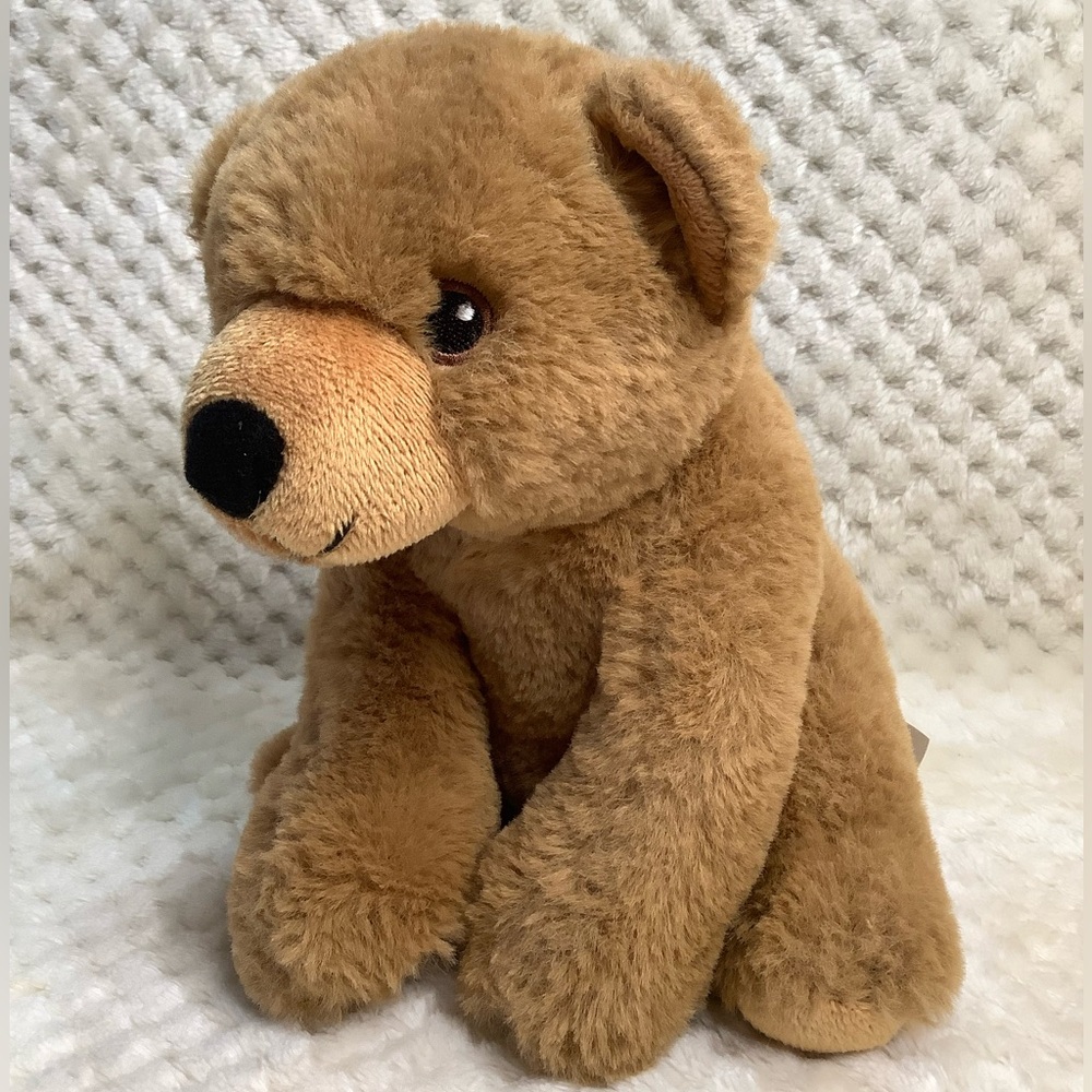 Adventure Planet Brown Plush Sitting Teddy Bear Stuffed Animal Embroidered Eyes